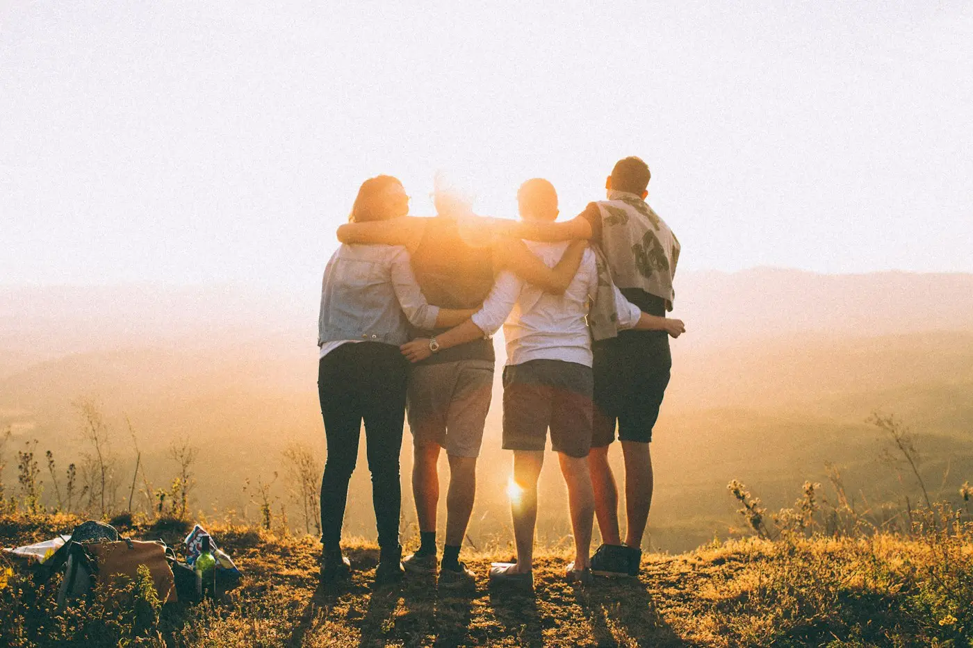 Friends watching the sunrise